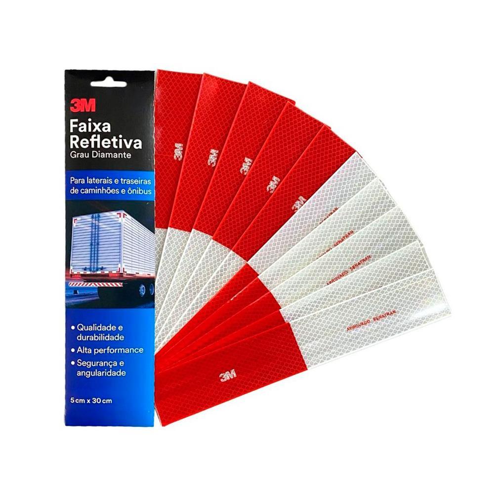 Kit 10 Faixas Refletivas Laterais 3M 5x30cm 5 Esquerda e 5 Direita